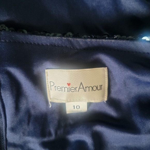 Premier Amour Navy Purple Ombre Sequin Midi Dress, I Wore It 1time 4hrs Only - Picture 3 of 8